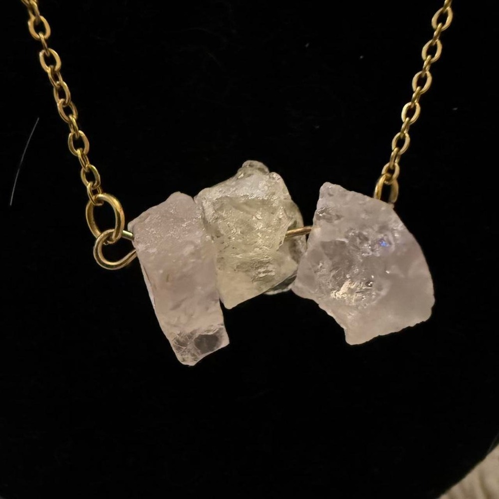 Raw Herkimer gemstone necklace with gold chain